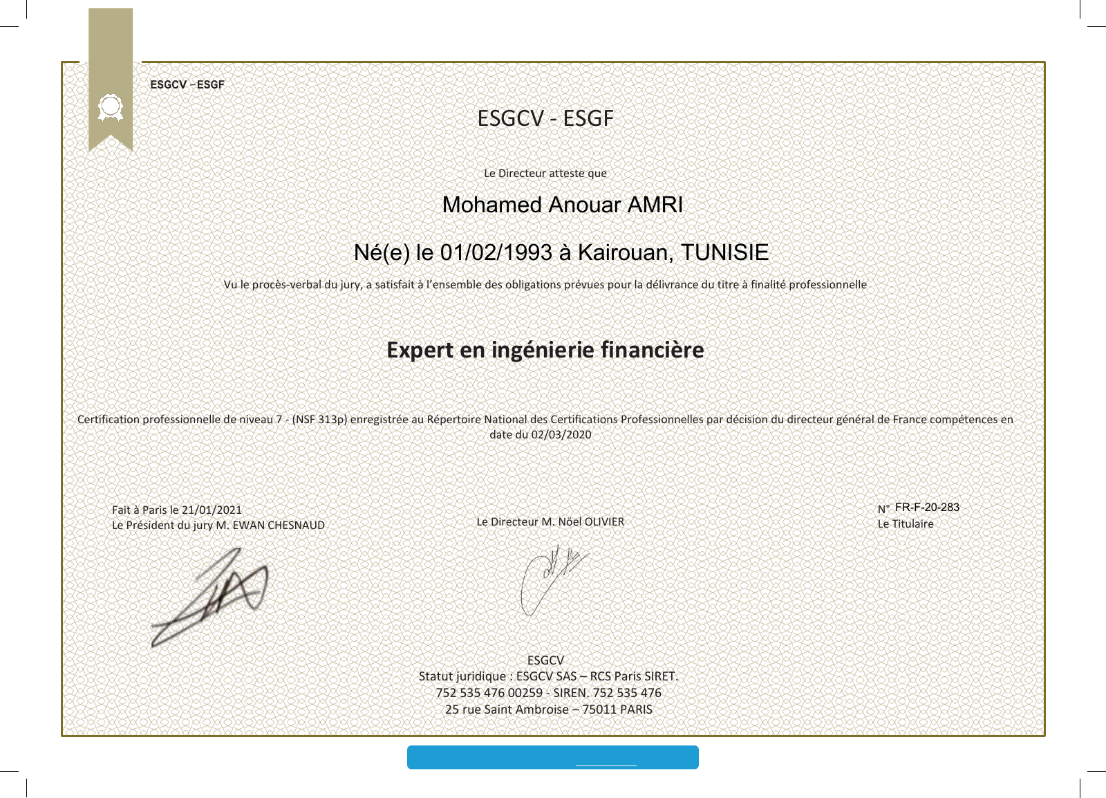 Aperçu du certificat
